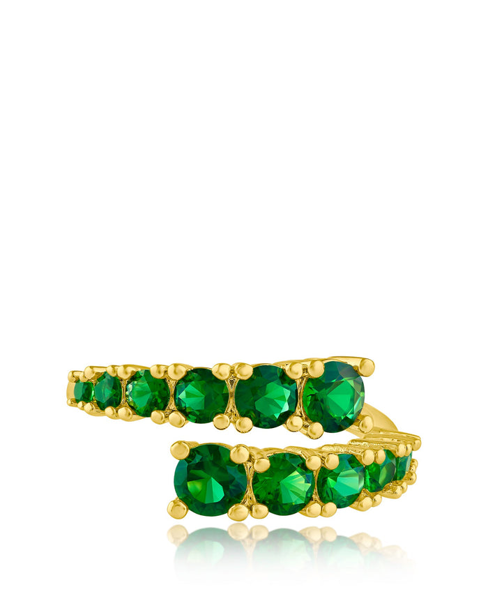 Round Graduated Cubic Zirconia Wrap Ring in Gold-Plated or Rhodium-Plated Brass, photo 3