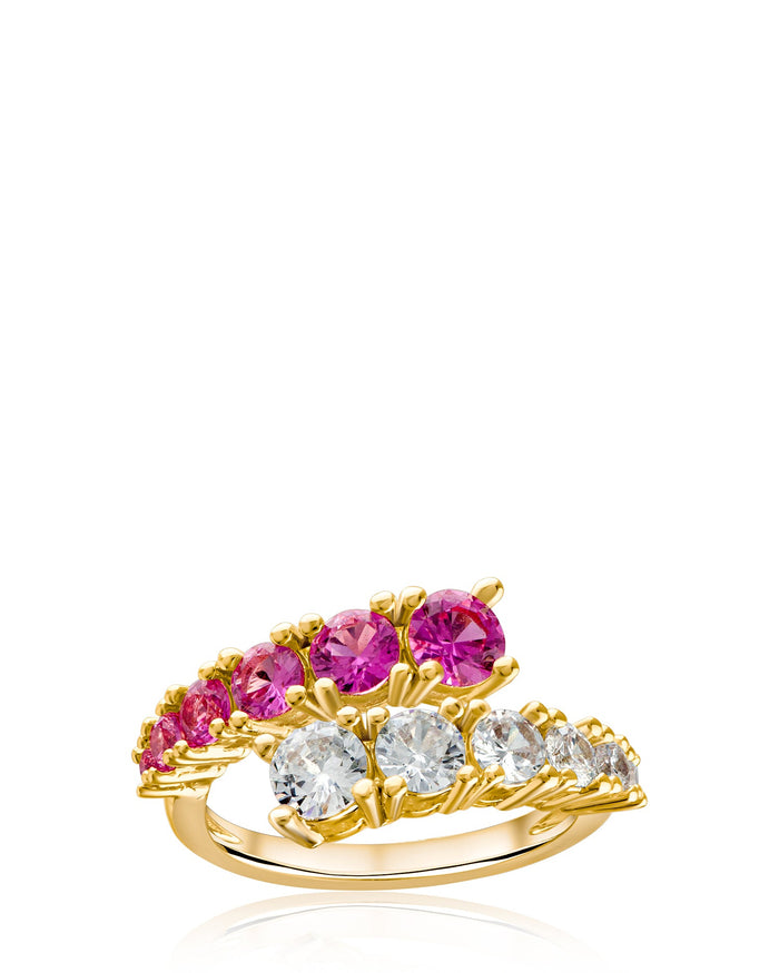 Round Graduated Cubic Zirconia Wrap Ring in Gold-Plated or Rhodium-Plated Brass, photo 4