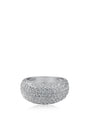 Pavé Cubic Zirconia Dome Ring in Rhodium-Plated Brass, photo 1