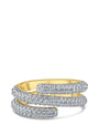 Anillo envolvente en espiral con zirconias cúbicas en engaste pavé en latón bañado en dos tonos, foto 1
