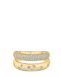 Pavé Cubic Zirconia Double Band Ring in Gold-Plated or Rhodium-Plated Brass, photo 1