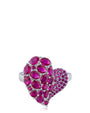 Anillo de corazón con zirconias cúbicas en engaste pavé en latón bañado en rodio, foto 1