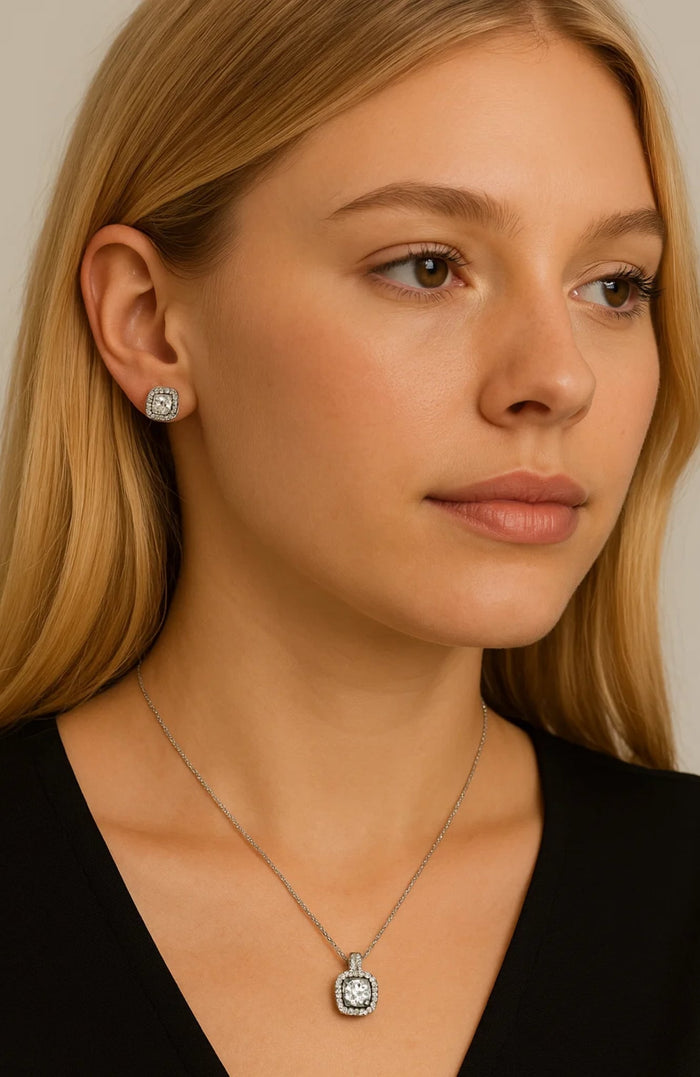 Katlyn Crystal Pendant Necklace and Stud Earring Set, photo 2