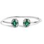 Brazalete rígido floral con topacio blanco y esmeralda verde en plata de ley, foto 1