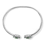 Brazalete rígido floral con topacio blanco y esmeralda verde en plata de ley, foto 4