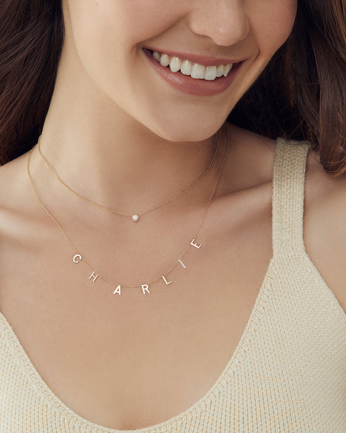 Collar de diamante grande en bisel en oro de 14K, foto 10