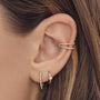 14K Gold Pave Diamond Curve Huggie Earrings, photo 5