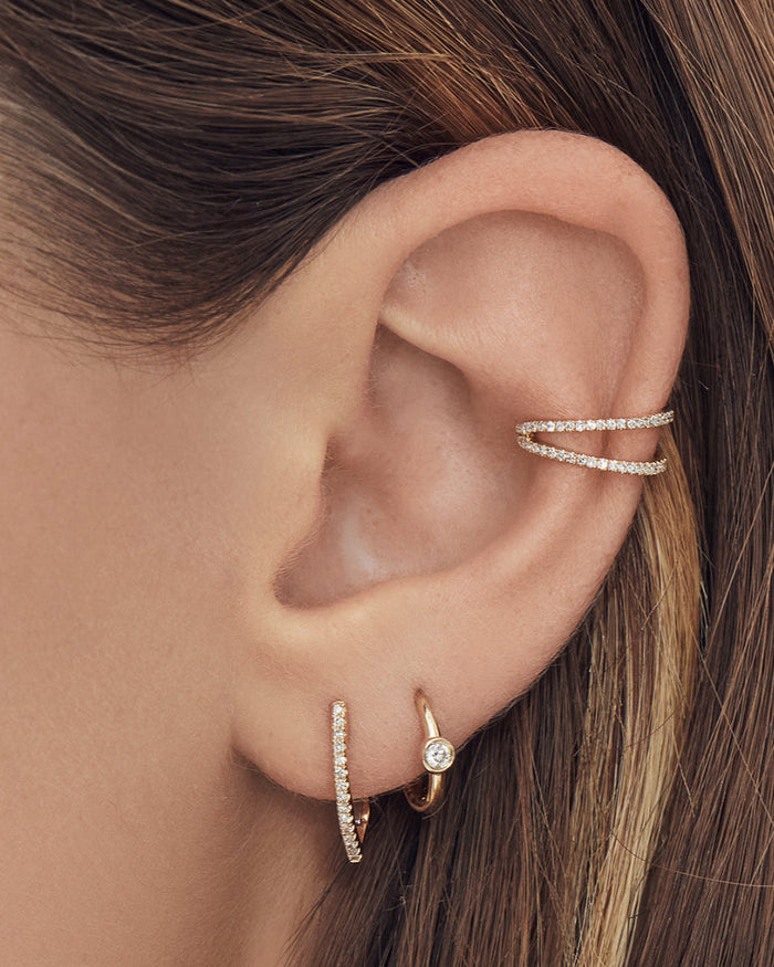 14K Gold Double Row Diamond Ear Cuff, photo 7