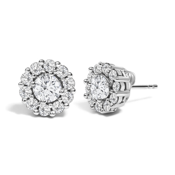 1 1/2 Ct. T.W. Lab-Grown Diamond Halo Stud Earrings in 10K White Gold, photo 2