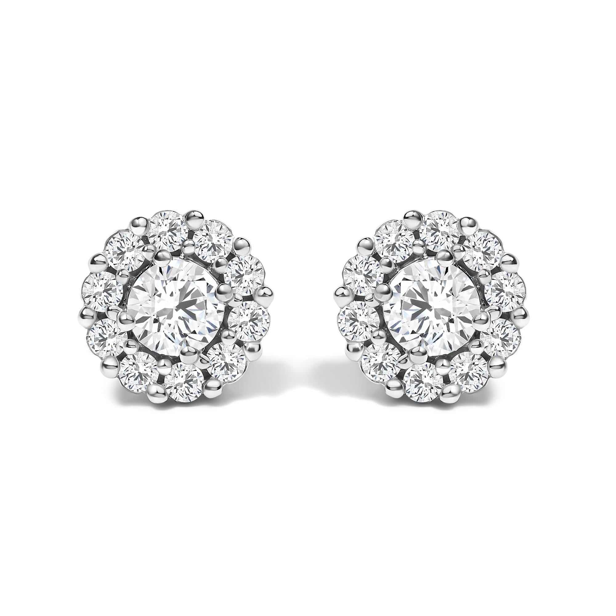 3 Ct. T.W. Lab-Grown Diamond Halo Stud Earrings in 10K White Gold, photo 1