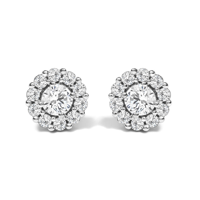 3 Ct. T.W. Lab-Grown Diamond Halo Stud Earrings in 10K White Gold, photo 1