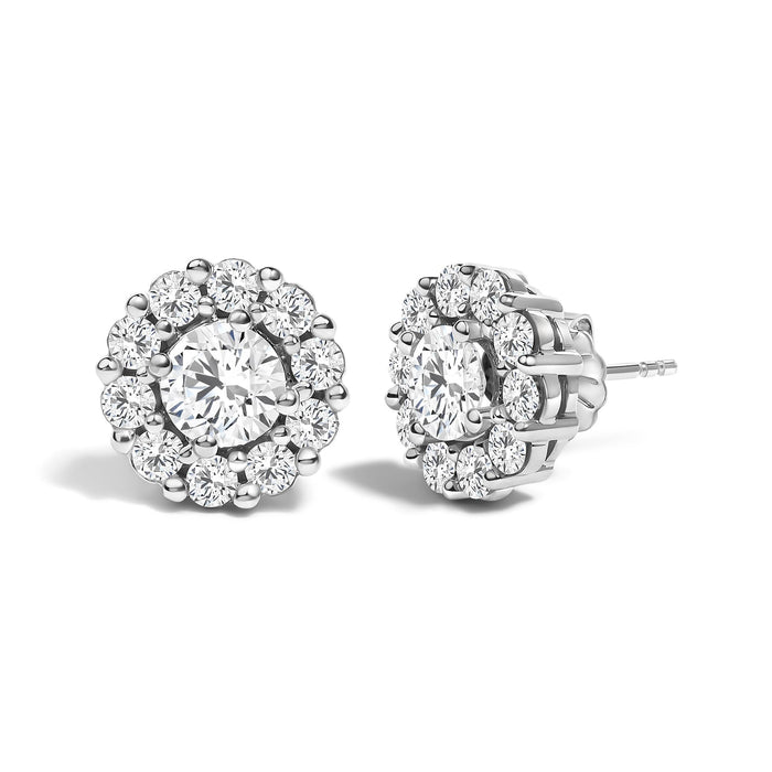 3 Ct. T.W. Lab-Grown Diamond Halo Stud Earrings in 10K White Gold, photo 2