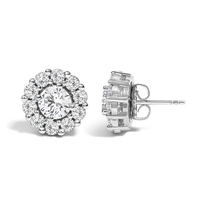 3 Ct. T.W. Lab-Grown Diamond Halo Stud Earrings in 10K White Gold, photo 4
