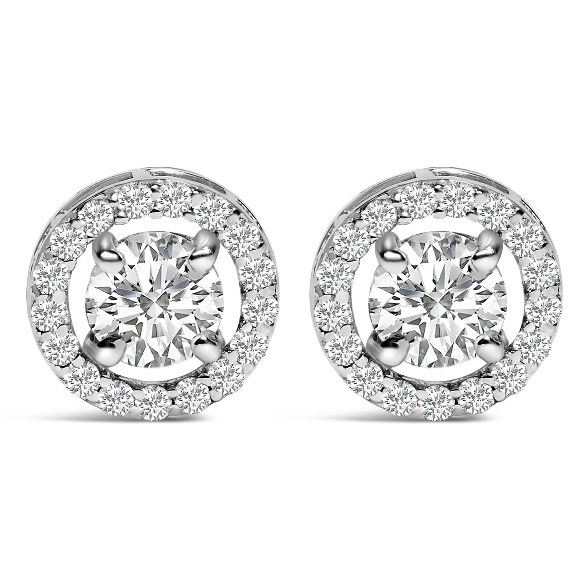 Gemelo de halo para hombre con diamantes cultivados en laboratorio de 1 3/4 ct. p.t. en oro blanco de 14K, foto 1