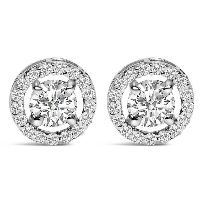 Gemelo de halo para hombre con diamantes cultivados en laboratorio de 1 3/4 ct. p.t. en oro blanco de 14K, foto 1