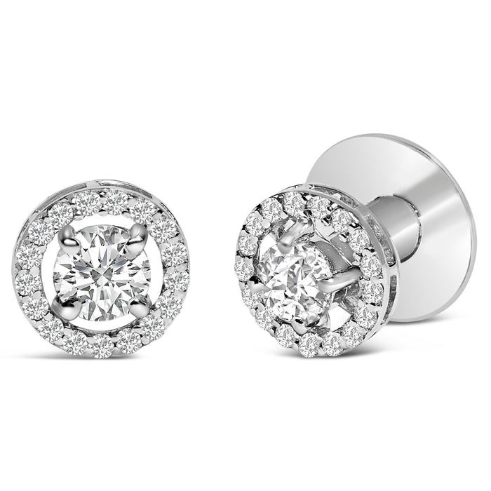 Gemelo de halo para hombre con diamantes cultivados en laboratorio de 1 3/4 ct. p.t. en oro blanco de 14K, foto 2