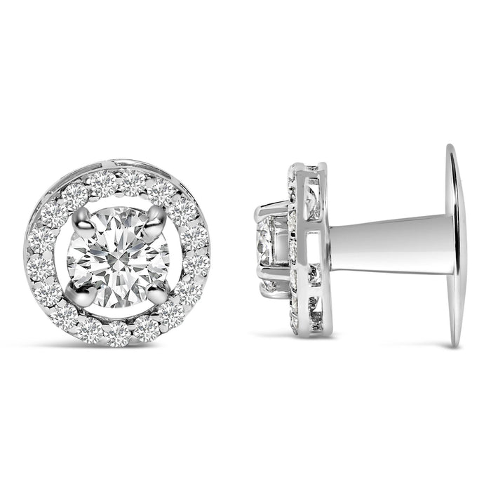 Gemelo de halo para hombre con diamantes cultivados en laboratorio de 1 3/4 ct. p.t. en oro blanco de 14K, foto 4