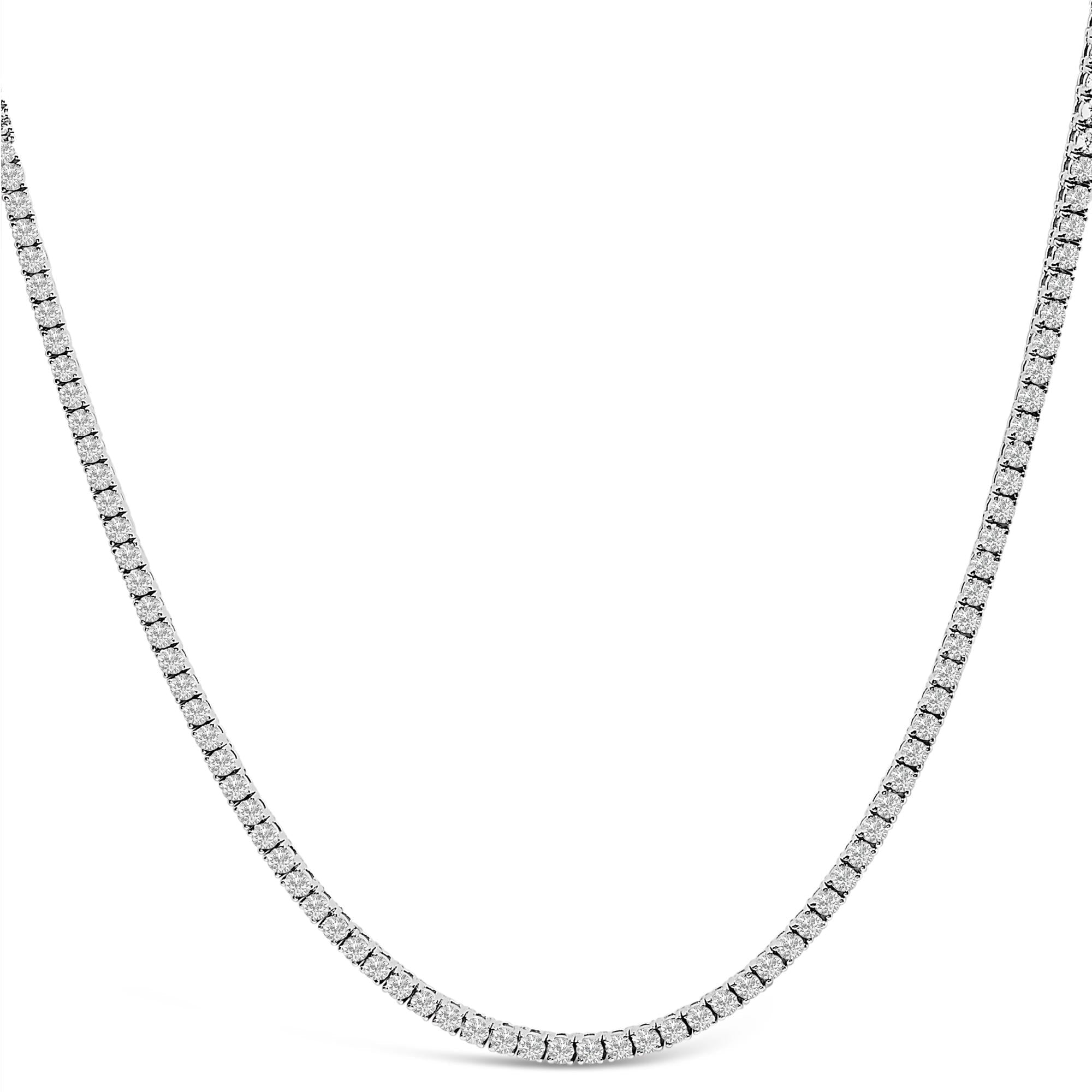 Collar tenis con diamantes cultivados en laboratorio de 10 3/4 ct. p.t. en oro blanco de 14K, foto 1