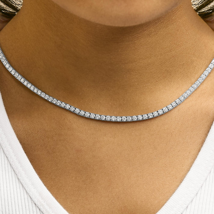 Collar tenis con diamantes cultivados en laboratorio de 10 3/4 ct. p.t. en oro blanco de 14K, foto 3