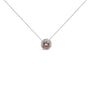 Collar con colgante solitario y halo con diamante rosa cultivado en laboratorio de 2 3/8 ct. p.t. en oro blanco de 14K, foto 1