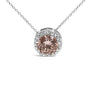 Collar con colgante solitario y halo con diamante rosa cultivado en laboratorio de 2 3/8 ct. p.t. en oro blanco de 14K, foto 2