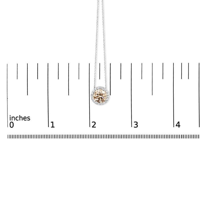 Collar con colgante solitario y halo con diamante rosa cultivado en laboratorio de 2 3/8 ct. p.t. en oro blanco de 14K, foto 5