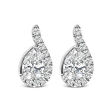 Aretes de botón de gota con halo y diamantes cultivados en laboratorio de 5/8 ct. p.t. en oro blanco de 14K