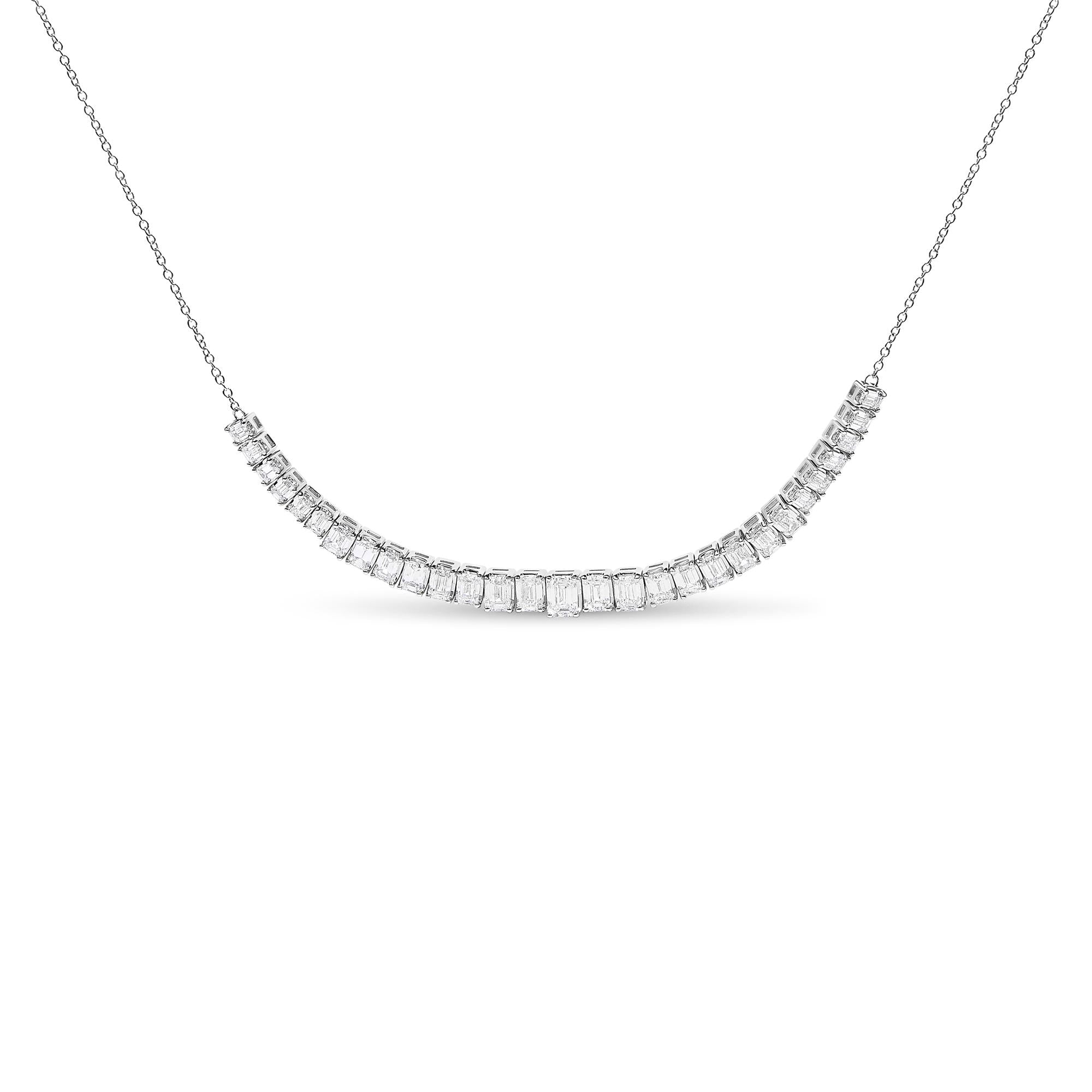 5 Ct. T.W. Lab-Grown Diamond Emerald-Cut Station Necklace in 14K White Gold, photo 1