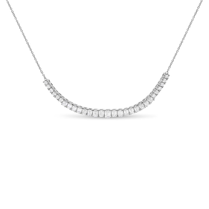 5 Ct. T.W. Lab-Grown Diamond Emerald-Cut Station Necklace in 14K White Gold, photo 1