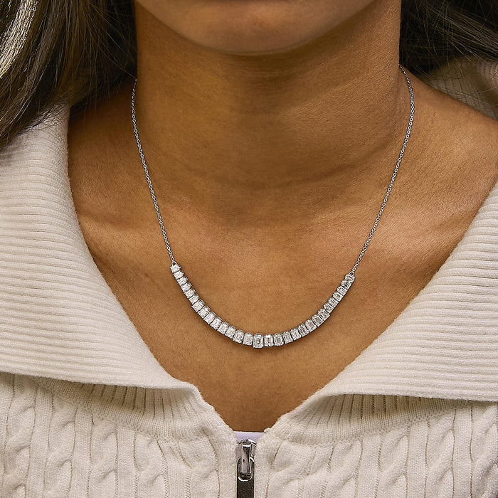 5 Ct. T.W. Lab-Grown Diamond Emerald-Cut Station Necklace in 14K White Gold, photo 3