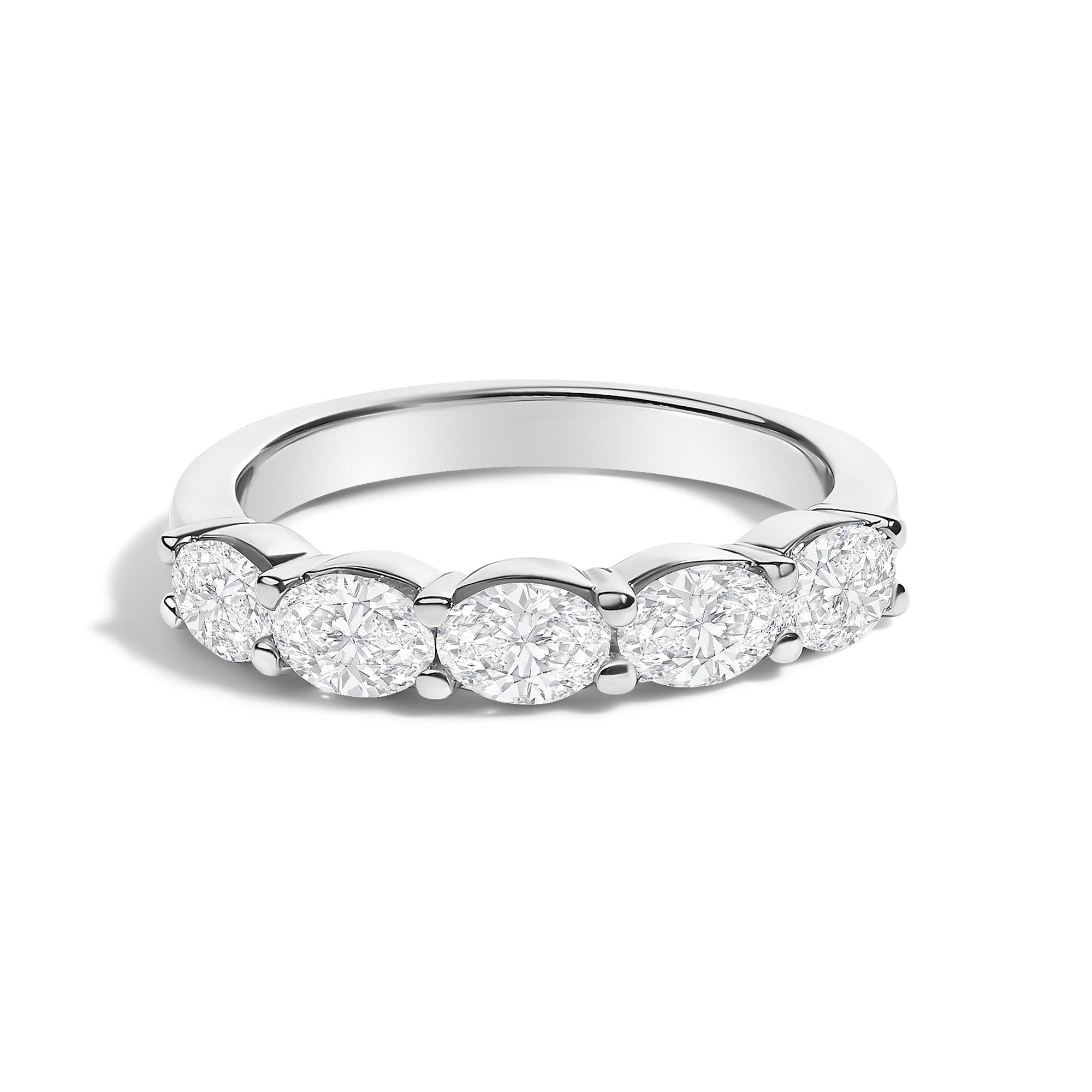 1 1/4 Ct. T.W. Lab-Grown Oval Diamond East West Band Ring in 14K White Gold, photo 1