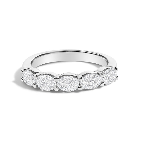 1 1/4 Ct. T.W. Lab-Grown Oval Diamond East West Band Ring in 14K White Gold, photo 1