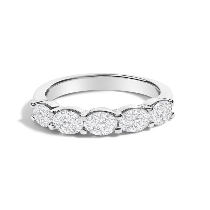 1 1/4 Ct. T.W. Lab-Grown Oval Diamond East West Band Ring in 14K White Gold, photo 1