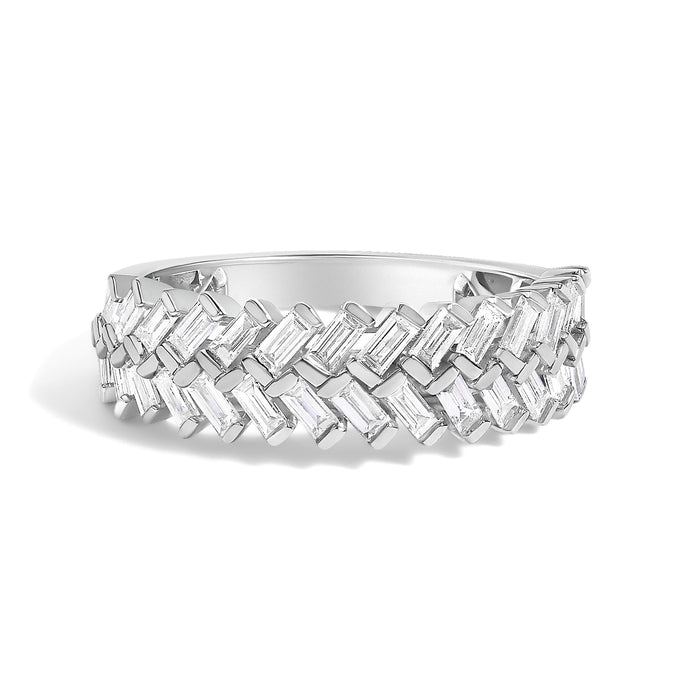 7/8 Ct. T.W. Baguette Lab-Grown Diamond Weave Design Band Ring in 14K White Gold, photo 1