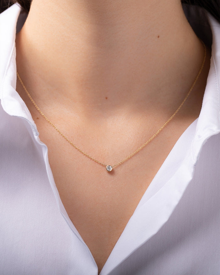 Collar de diamante grande en bisel en oro de 14K, foto 2