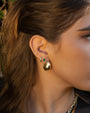 Aretes de botón de diamante pera en bisel en oro de 14K, foto 5