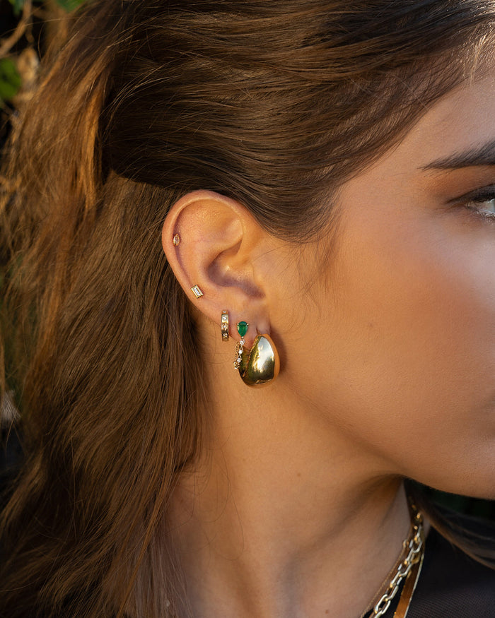 Aretes de botón de diamante pera en bisel en oro de 14K, foto 5