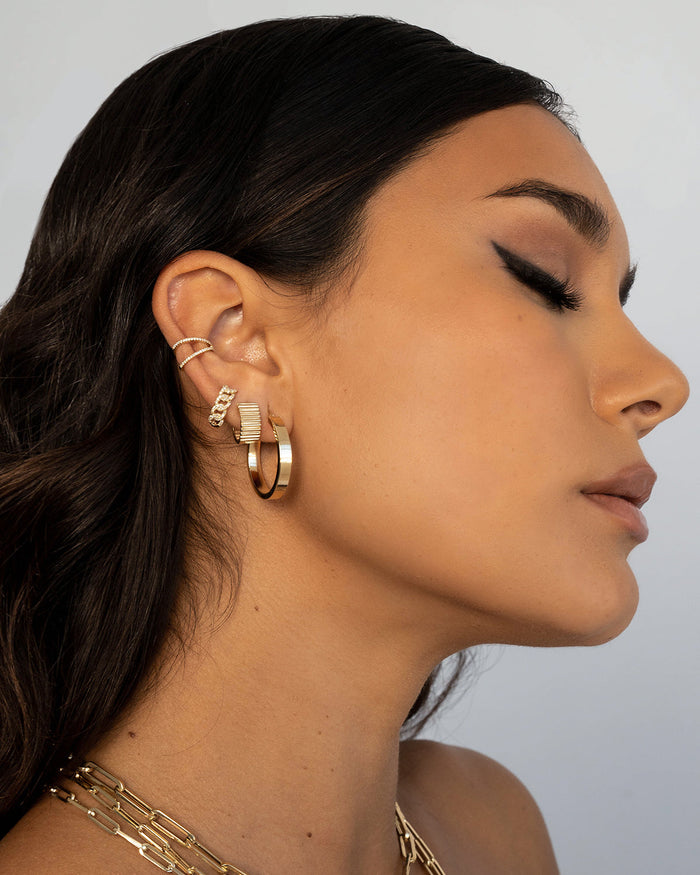 14K Gold Double Row Diamond Ear Cuff, photo 5