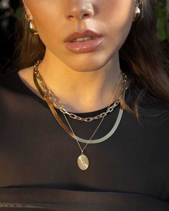14K Gold Large Open Link Chain Necklace, photo 4