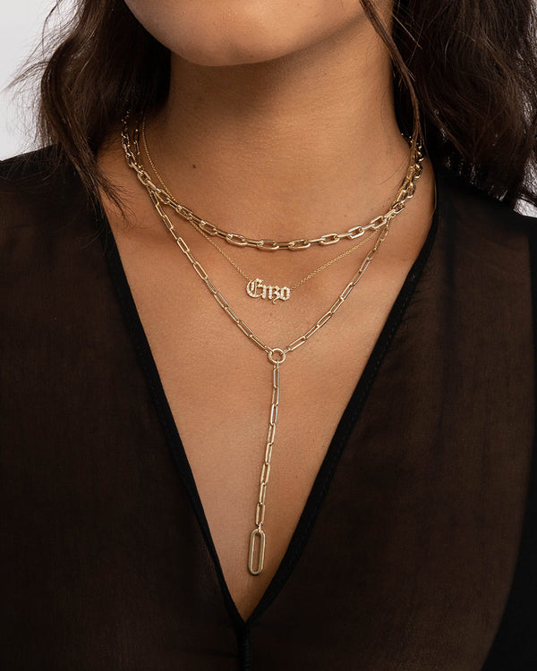 Collar de cadena de eslabones abiertos grandes en oro de 14K, foto 2