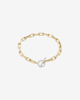 Pulsera de eslabones con palanca de diamantes en oro de 14K