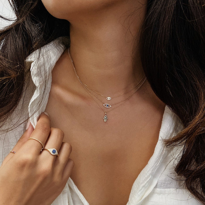 14K Gold Hamsa with Tiny Diamond Pendant, photo 4