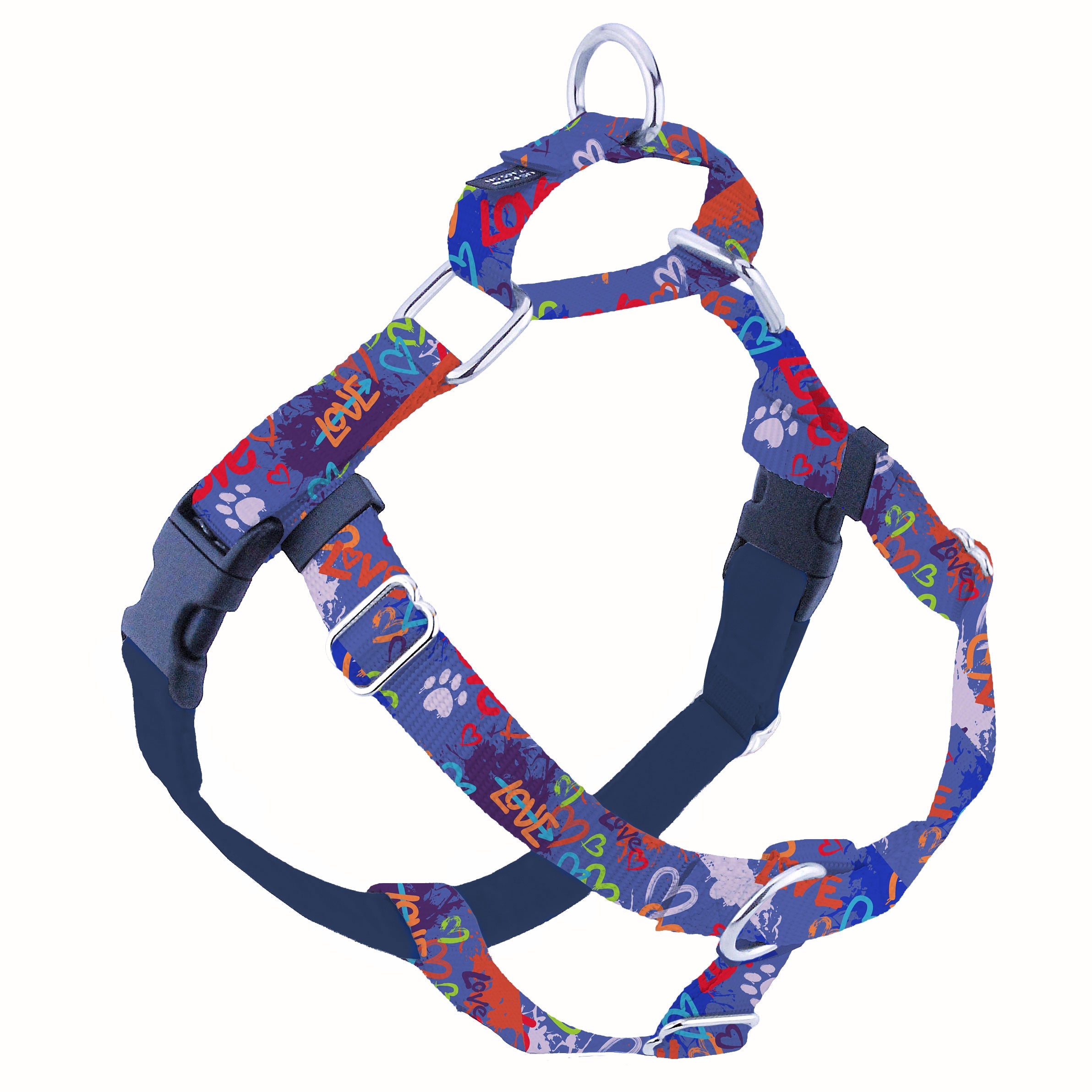 Arnés antitirones para perro Freedom No-Pull Love Graffiti Blue EarthStyle, foto 1