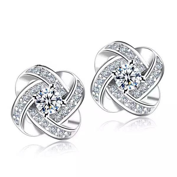 Aretes de botón de nudo de amor con zirconias cúbicas, foto 2