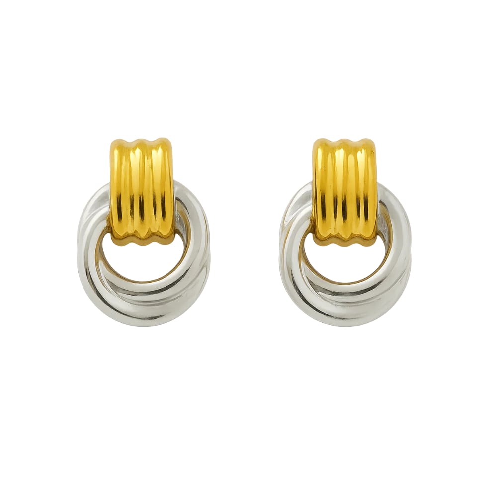 Luna Link Two-Tone Circle Drop Earrings, photo 1