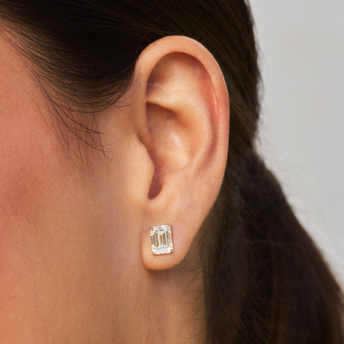 Emerald Cut Lab-Grown Diamond Stud Earrings in 14K Gold, photo 3