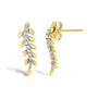 1/10 Ct. T.W. Diamond Leaf Drop Stud Earrings in 14K Yellow Gold, photo 2