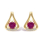 Red Ruby and Diamond Accent Teardrop Stud Earrings in 14K Yellow Gold, photo 1