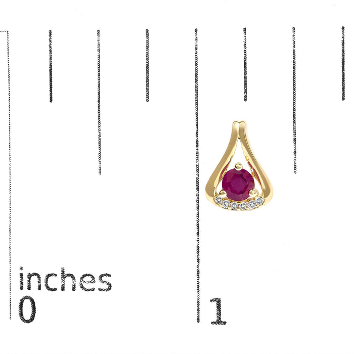 Red Ruby and Diamond Accent Teardrop Stud Earrings in 14K Yellow Gold, photo 5