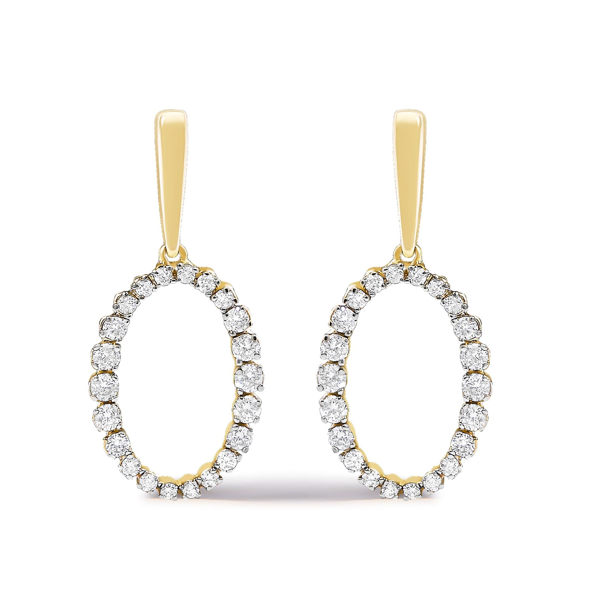 1/2 Ct. T.W. Graduating Diamond Oval Dangle Earrings in 14K Yellow Gold, photo 1